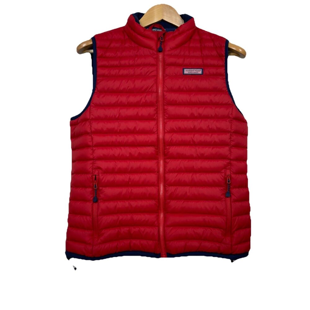 Vineyard Vines Performance Down Puffer Vest Men’s M Red, Blue Minimum 90% Down